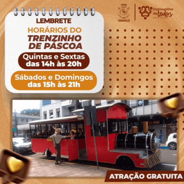 Trenzinho de Páscoa é atração na programação da Páscoa Della Vita em Farroupilha